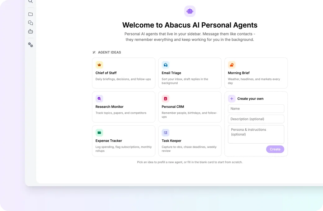 Personal Agents dashboard