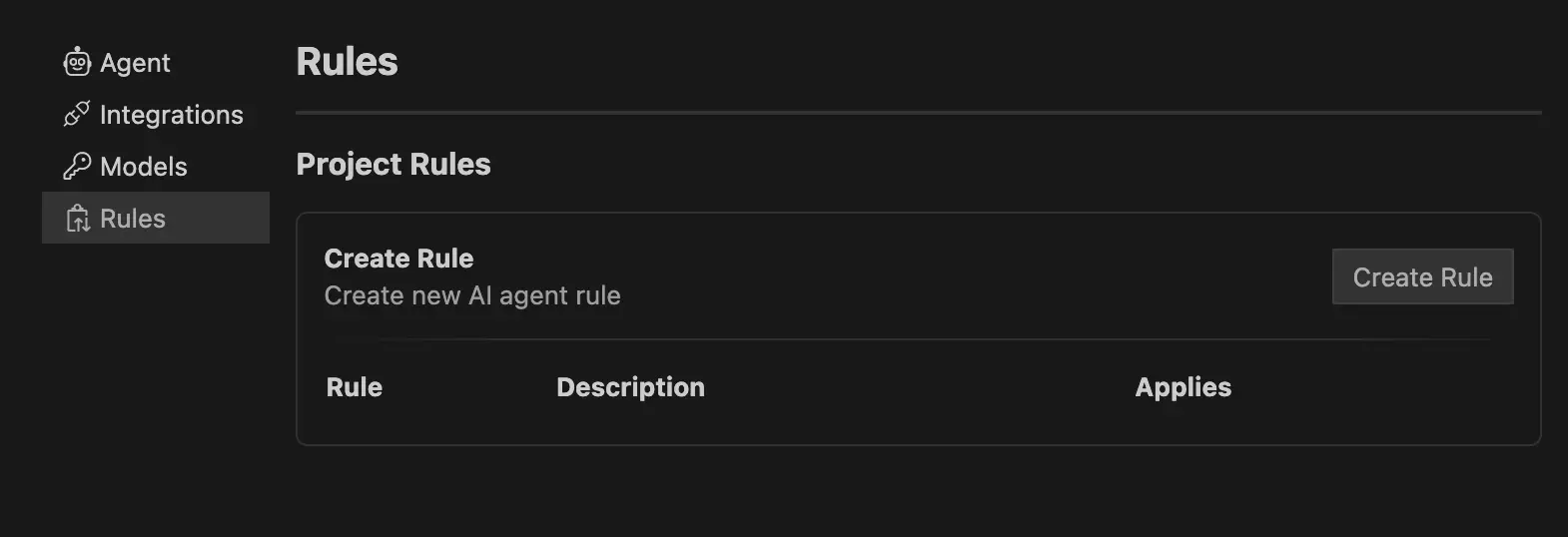Rules settings tab